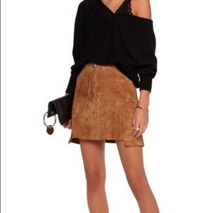 Helmut Lang Camel Suede Mini Skirt